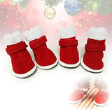 Garvee 4Pcs/Set pet Shoes for Dogs, Christmas Winter Warm Red Nonslip Magic Sticker Boots Shoes for Dog red 3.8CM*2.8CM