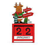 Garvee Christmas Wooden Calendar Decoration Mini Christmas Countdown Advent Calendar Ornament Adjustable Date Wooden Blocks Tabletop Desk Decoration Gifts for Xmas Holiday Home Office Decorations Elk Red - Elk Red