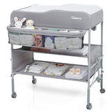 Garvee Baby Changing Table Garvee Portable Foldable Station Adjustable Height Water-Resistant Pad Mobile Organizer Grey - Gray