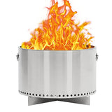 Garvee 20.5" Smokeless Fire Pit - 304 Stainless Steel Wood Burning Fireplace with Removable Ash Pan & Handles, Portable Firepit for Patio & Camping