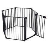 Garvee 150" Extra Wide Dog Gate for House with Child Proof Double Locking System, Adjustable Metal Fireplace Fence Door, Baby Gate for Stairs Doorways