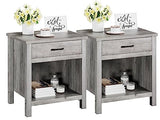 Garvee nightstands, 2pcs-Rustic Grey - Grey