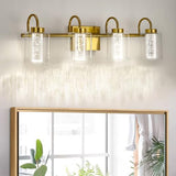 Garvee Bathroom Light Fixtures 4 Light Brushed Gold Vanity Lights Crystal Bubble Glass Dimmable 3 Color Temperatures Modern Wall Sconce Metal Clear Glass Shade - Gold