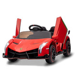 Garvee 12V Kids Ride On Car, Licensed Lamborghini Venono Electric Car w/Parent Remote Control, Scissor Door, 3 Speeds, LED Headlights, Rocking & Music, Battery Powered Ride on Toy for Boys Girls- Red - Red