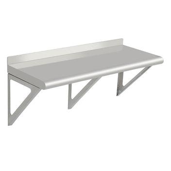 Garvee Stainless Steel Wall Shelf NSF Commercial Wall-Mounted Shelving Appliance & Equipment Metal Shelving with a Backsplash and Two Brackets for Kitchen Restaurant Garage Laundry Utility Room