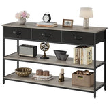Garvee Console Table with 3 Drawers, 3 Tier Entryway Table with Storage, Industrial Sofa Table for Living Room, Couch, Hallway, Foyer-Grey - Grey