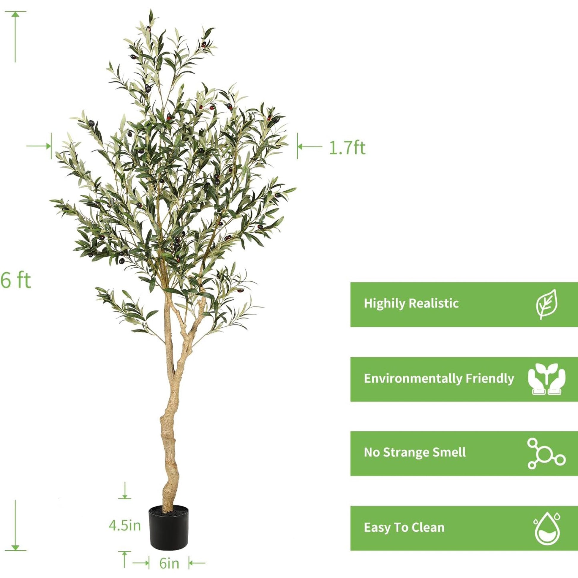Garvee Artificial Fiddle Leaf Fig Tree 6F(1pcs) Tall Fake Ficus Tree for Home Decor Faux Lyrata Plants Green Tree with Pot for Indoor Outdoor Home Office Living Room Bathroom Decor