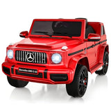 Garvee 12V Kids Ride on Car, Licensed Mercedes Benz G63 Electric Car w/Remote Control, Music, Spring Suspension, LED Light, Bluetooth, Horn, AUX, Safety Lock Battery Powered Electric Vehicle - Red - Red