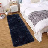 Garvee Fluffy & Sheepskin Navy Blue 2x8 Fuzzy Plush Rug, Soft Carpet for Living Room Bedroom Dining Decor - Navy Blue