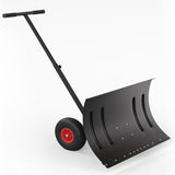 Garvee 29"W X 20"H Snow Shovel Pusher with 29" Metal Blade & Adjustable Handle, Heavy-Duty Steel Frame, Dual 10" Wheels, Replaceable Strip, for Driveways & Sidewalks - Black -1