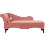 Garvee Chaise Lounge Indoor, Velvet Lounge Chair Lounge with Solid Wood Legs, Recliner Lounge Chair Sofa for Living Room Bedroom (Pink 2) - Pink