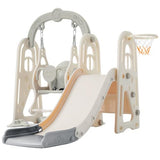 Garvee 3 in 1 Toddler and Swing Set Climber Playset with Basketball Hoop Indoor Outdoor Playground Grey One Size - Grey