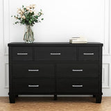 Garvee 7-Drawer Bedroom Dresser with Metal Handles, Wood Construction, Large Storage Capacity, Anti-Fall Safety, Modern Design, Suitable for Bedroom, Closet, Hallway, Living Room - Black