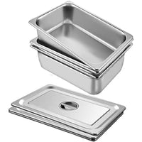 Garvee 3 Pack Stainless Steel Food Pan 6" with Lid Table/Hotel Pan for Food Warmer in Gatherings Camping and Restaurants