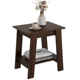 Garvee End Table, Small Side Table, Nightstand With 2-Tier Storage Shelf, Wood Bedside Table, Narrow Side Table Living Room, Side Table for Small Spaces, Bedroom, Entryway, Farmhouse, Walnut - Walnut