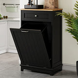 Garvee Tilt Out Trash Cabinet Detachable Board Painting Process Wooden Table Top for Kitchen Dining Living Room - Black