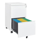 Garvee File Cabinet 2-Drawer Lateral with Lock Rolling Metal Filing Cabinet for Office Letter Legal Files Under Desk Storage Black - White