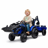 Garvee Ride P Series 3-in-1 Ride-On Tractor, 24V Electric, Excavator & Bulldozer, Remote Control, LED, Music, USB/Bluetooth max 66 lbs - Bright-blue
