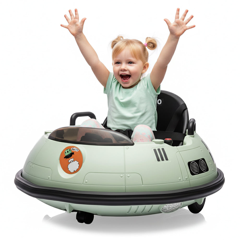 Garvee Ride B Series 12V Electric Ride on Bumper Car for Toddlers, Kids Bumper Car with Remote Control, LED Lights & 360 Degree Spin, Indoor and Outdoor for 18+ Months Kids - Green