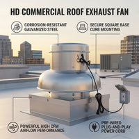 Garvee 2400 CFM Roof Fan Up-blast Restaurant, High Speed Direct Drive Centrifugal Upblast Exhaust Fan, Upgarded Motor, Roof Exhaust Fan 25’ Fan Base Ideal for Factory, Warehouse, Restaurant