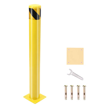 Garvee 42 Inch Steel Safety Bollard Post with Reflective Tape, High Visibility, Durable Q235 Steel, Weather-Resistant, Easy Installation, Ideal for Parking Lots, Warehouses, Driveways