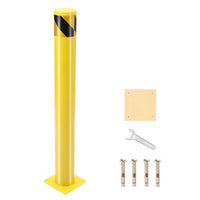 Garvee 42 Inch Steel Safety Bollard Post with Reflective Tape, High Visibility, Durable Q235 Steel, Weather-Resistant, Easy Installation, Ideal for Parking Lots, Warehouses, Driveways