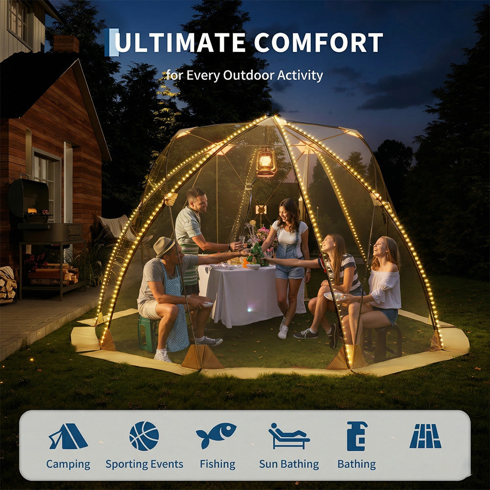 Garvee 10x10 Ft Outdoor All Weather Pop Up Tent, 6-8 Person Instant Tent Shelter, Rainproof Camping Sun Shelter Coldproof & Windproof for Patio, Backyard, Deck, Sports Events