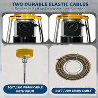 Garvee Drain Auger Sewer Snake Portable Electric Drain Cleaner with Auto Feed, 500W Motor, Steel Cables & 6 Cutters, Heavy-Duty Steel, Yellow, for 1.6-4" Pipes, Home & Professional Use