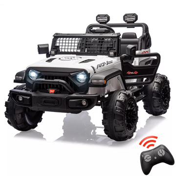 Garvee Ride - P Series: 2 Seaters Kids Ride On Truck With Remote Control,20“ Large Seat Ride On Car for Toddlers, 24V 9AH Electric Vehicle Car With Led Light,Large Storage Space, Bottle Holder,Music, Horn for 3-8 Years,White