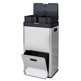Garvee Vertical Trash Can - 2 Tiers 9 Gal Stainless Steel Tall Trash Can with Recycle Combo for Office Indoor