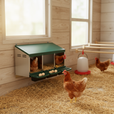 Garvee Chicken Nesting Box 3-Compartment Metal Rollout Egg Collection Galvanized Steel Durable Ventilated Easy Setup for Chicken Coop - Green