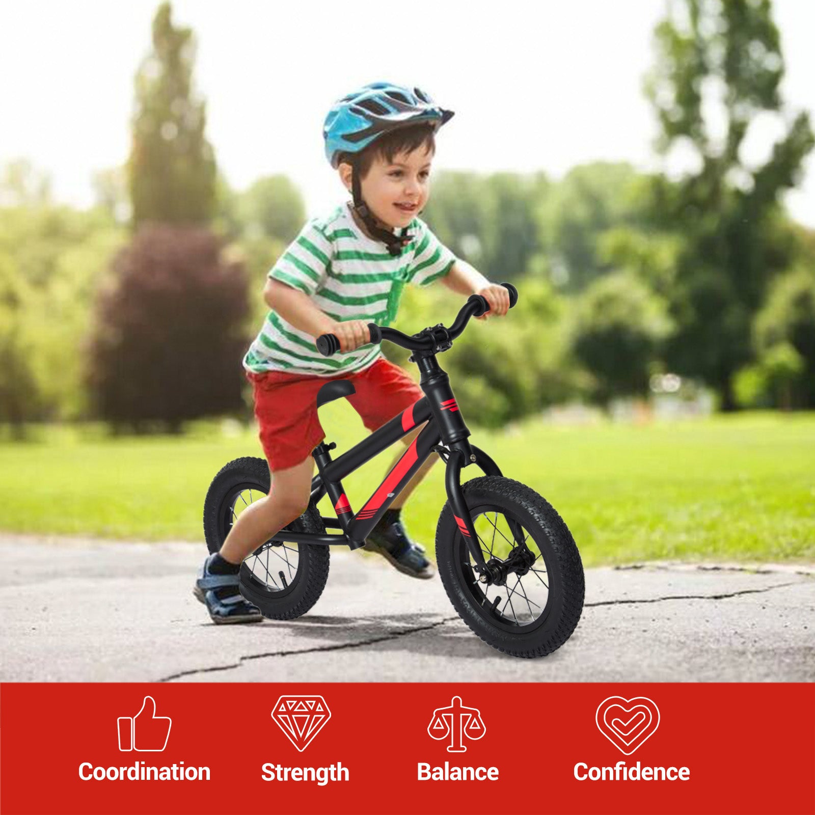Garvee Balance Bike Lightweight Toddler Bike for 2-6 Year Old Boys and Girls - No Pedal, Adjustable Handlebar and Seat, Aluminium, EVA Tires - Black