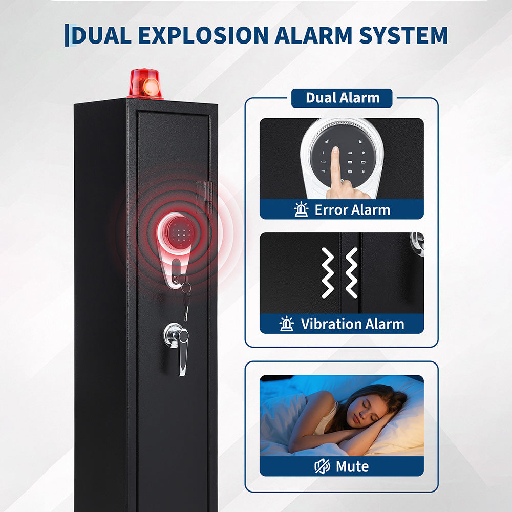 Garvee 3-4 Rifle Gun Safe with Digital Keypad & Dual Explosion Alarm - 52" Tall Heavy Duty Steel Rifle Cabinet for Home Security, Holds 3-4 Long Guns + Pistol, Quick Access with Silent Mode