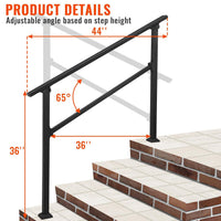Garvee 4 Step Hand Rails for Outdoor Steps, Aluminum Alloy Railing, Exterior Hand Railing for Steps, Porch Railing Kit, Outdoor Handrails for Exterior Steps, Stair Railing for Concrete - 4 Steps