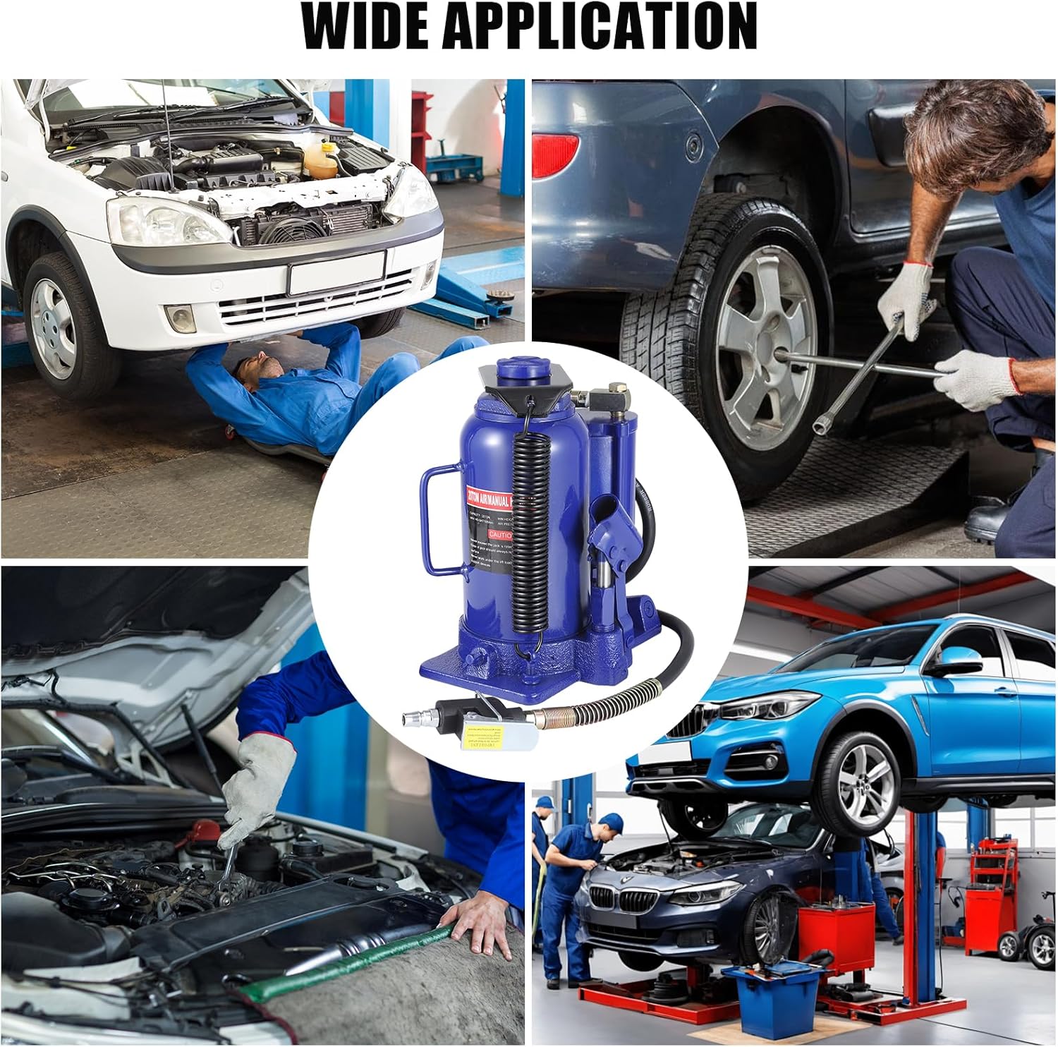 Garvee 32T/64000 LBS Pneumatic Bottle Jack, Air Hydraulic Bottle Jack, Heavy Duty Pneumatic Bottle Jack with Manual Hand Pump for Industrial Engineering Car Truck RV Auto Repair