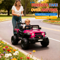 Garvee 12V Kids Electric Ride-On Truck – Dual 550W Motors, 3 Speeds, Remote Control, Spring Suspension, LED Lights, Music Player, Safety Belt – Battery Powered Car for Kids Ages 3-8, Rose
