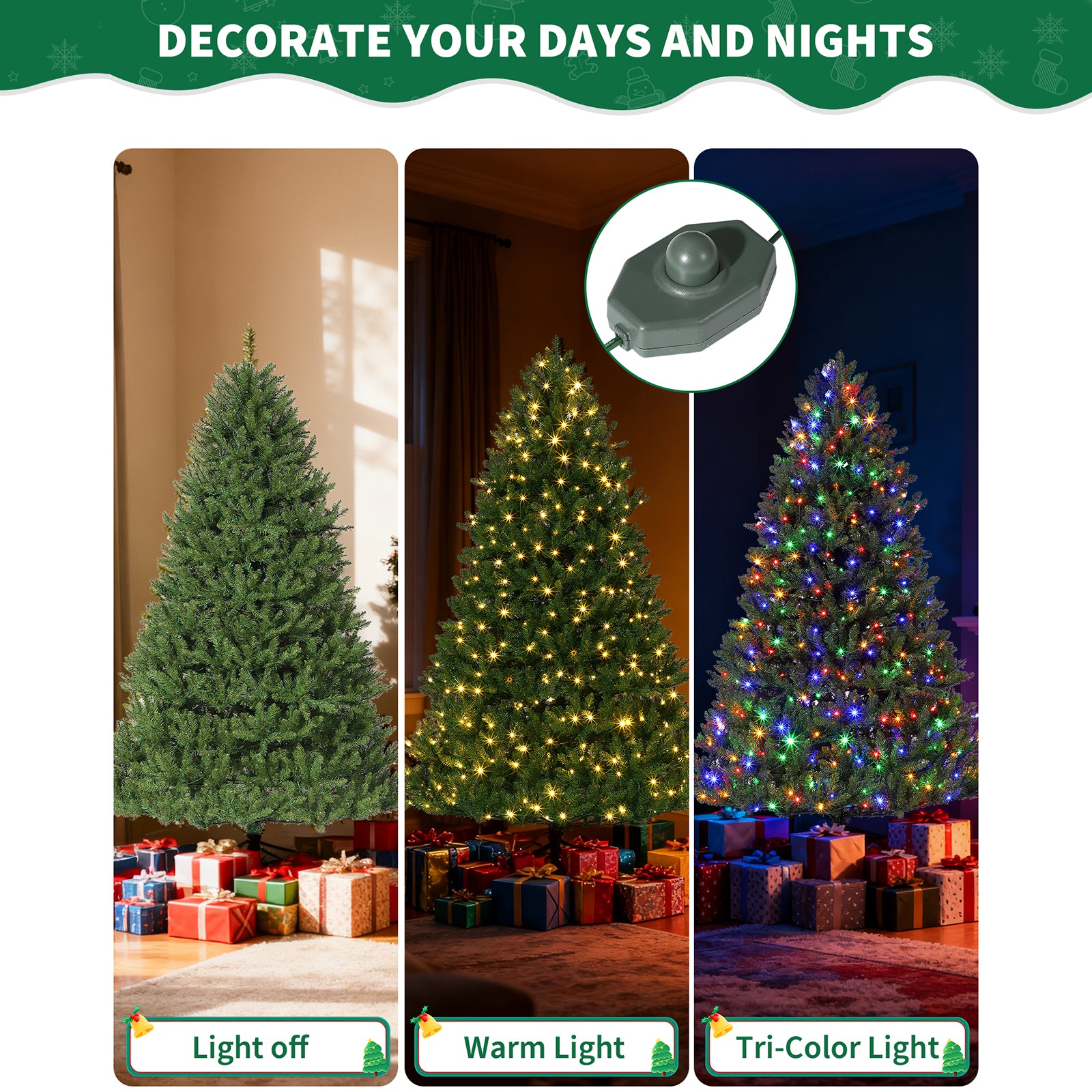 Garvee 7.5ft Artificial Christmas Tree, Realistic Full Shape Xmas Tree with 2178 Branch Tips, Fake Christmas Tree with Foldable Metal Base Stand, Home, Office, Party Decoration-Green
