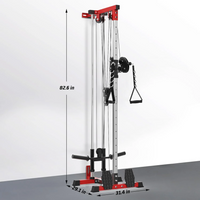 Garvee Wall Mount Cable Machine, LAT Pulldown Machine with Adjustable Pulley System for Home Gym, Cable Crossover Machine with 20 Positions, Weight Pulley System, Cable Towel, Red