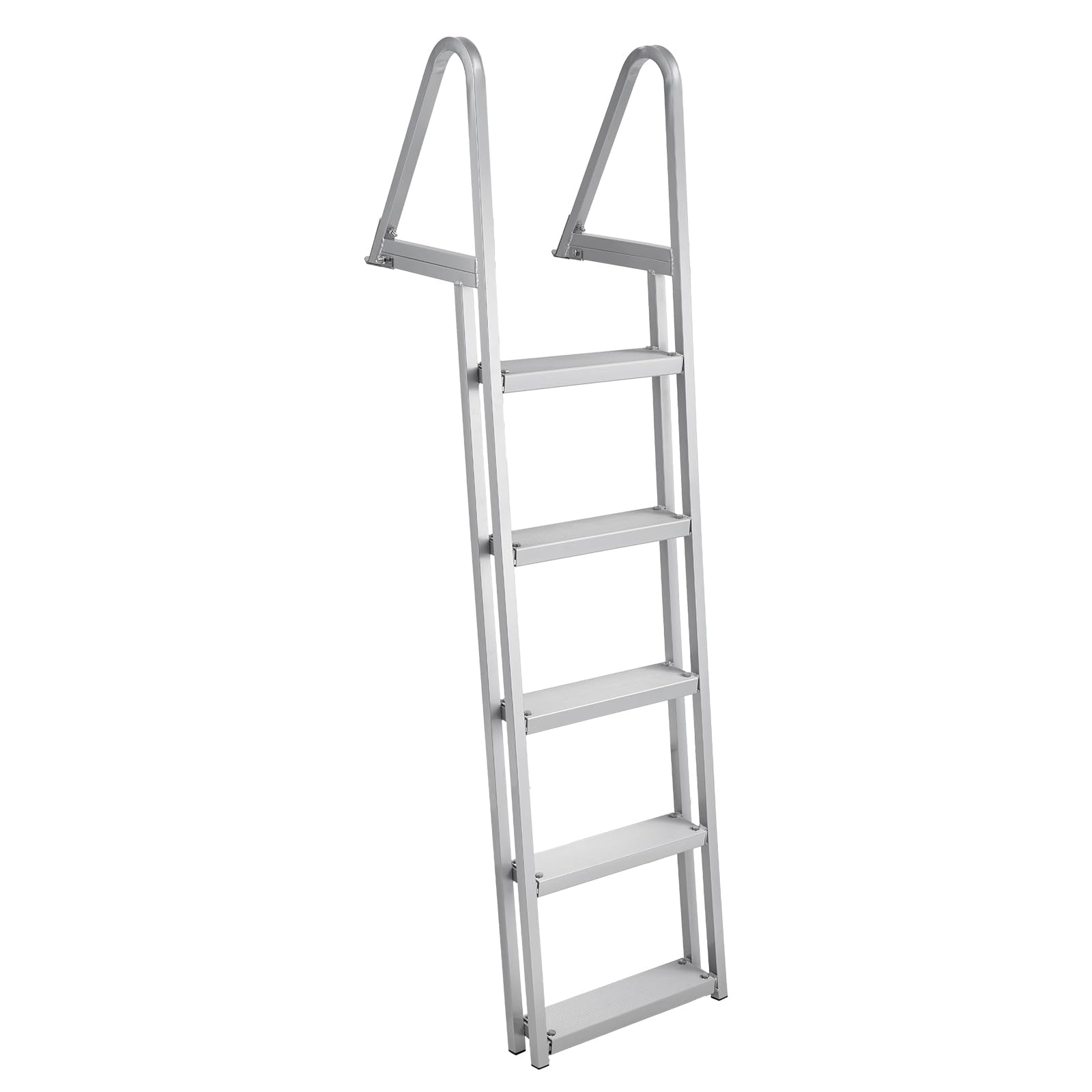 Garvee 5 Step Angled Removable Dock Ladder, Heavy Duty Aluminum Boat Dock Ladder with Wide Non-Slip Steps, Adjustable Height, 350 lb Capacity for Lake & Marine Dock