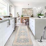 Garvee Area Rug 2x6 Vintage Rug Runner Washable Rug Soft Oriental Entryway Runners Indoor Hallway Kitchen Runners Non-Slip Non Shedding Long Rug Runner for Living Room Bedroom Bedside Bathroom Blue - Blue