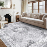 Garvee 4x6 Area Rug for Bedroom Machine Washable Area Rug Soft Dining Room Area Rug Non Slip Vintage Rugs Indoor Throw Floor Carpet Medallion Distressed Area Rug for Under Table Home Office, Grey - Gray