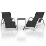 Garvee 3-Piece Outdoor Chaise Lounge Set, 2 Adjustable Patio Recliners + 1 Table, Aluminum Frame Poolside Chairs, Black - Black