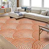 Garvee Washable Rug 6x9 Area Rugs for Living Room Modern Stripes Bedroom Rug Soft Indoor Large Rug Contemporary Abstract Accent Rug Non Shedding Throw Carpet for Dining Room Office Home Decor Orange - Orange