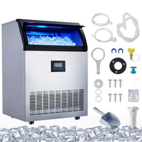 Garvee Ice Maker Machine 200lbs/24hr Stainless Steel 55lbs Storage Freestanding for Bar Restaurant Home Office