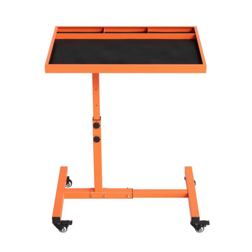 Garvee Adjustable Work Table with Wheels 220LBS Capacity Rolling Tool Tray Table for Garage Repair Shops DIY Orange