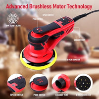 Garvee Electric Random Orbital Sander,Brushless Motor,2.5 E&Powerful 350W & Low Vibration,10000 RPM,6-Inch For Woodworking, Polishing,Carpentry