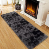 Garvee Fluffy & Sheepskin Black Grey 2x8 Furry Shag Rug, Plush Non-Slip for Kids Nursery Dorm Bedroom Living Room - Black Gray