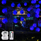 Garvee Halloween Solar String Lights, 21.3 Ft 30 LED Milky White Ghost LED Lights IP65 Waterproof for Halloween Outdoor Indoor Party Decor, Patio, Lawn, Garden, Yard - Purple