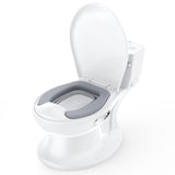 Garvee Potty Training Toilet for Baby, Realistic Potty Training Toilet with Soft Seat, Realistic Flushing Sound, Removable Pot, Storage Tank, Toilet Paper Holder, Splash Guard, Non-Slip for Toddler - White