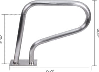 Garvee 32"x23" Stainless Steel Pool Handrail - Rustproof 304 Steel, 250 lbs Load Capacity with Blue Grip Cover for Inground Swimming Pools